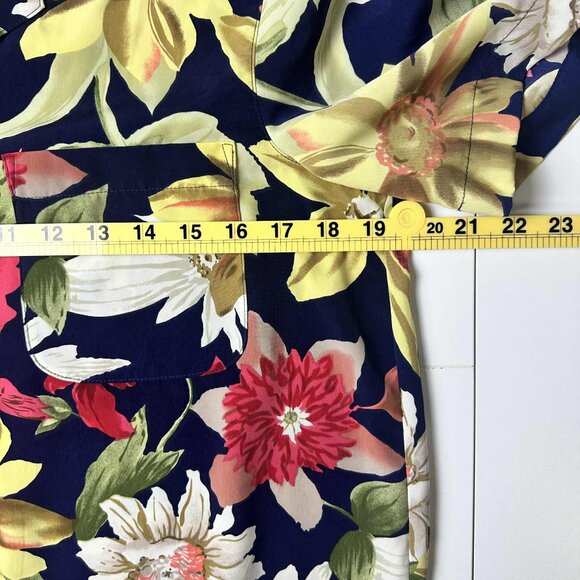 Alfred Dunner Floral Button-Up Blouse Navy Multicolor Size 6P - Picture 4 of 5